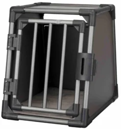 Box de transport pour chien en aluminium coloris gris graphite Trixie - 48 x 56 x 61 cm