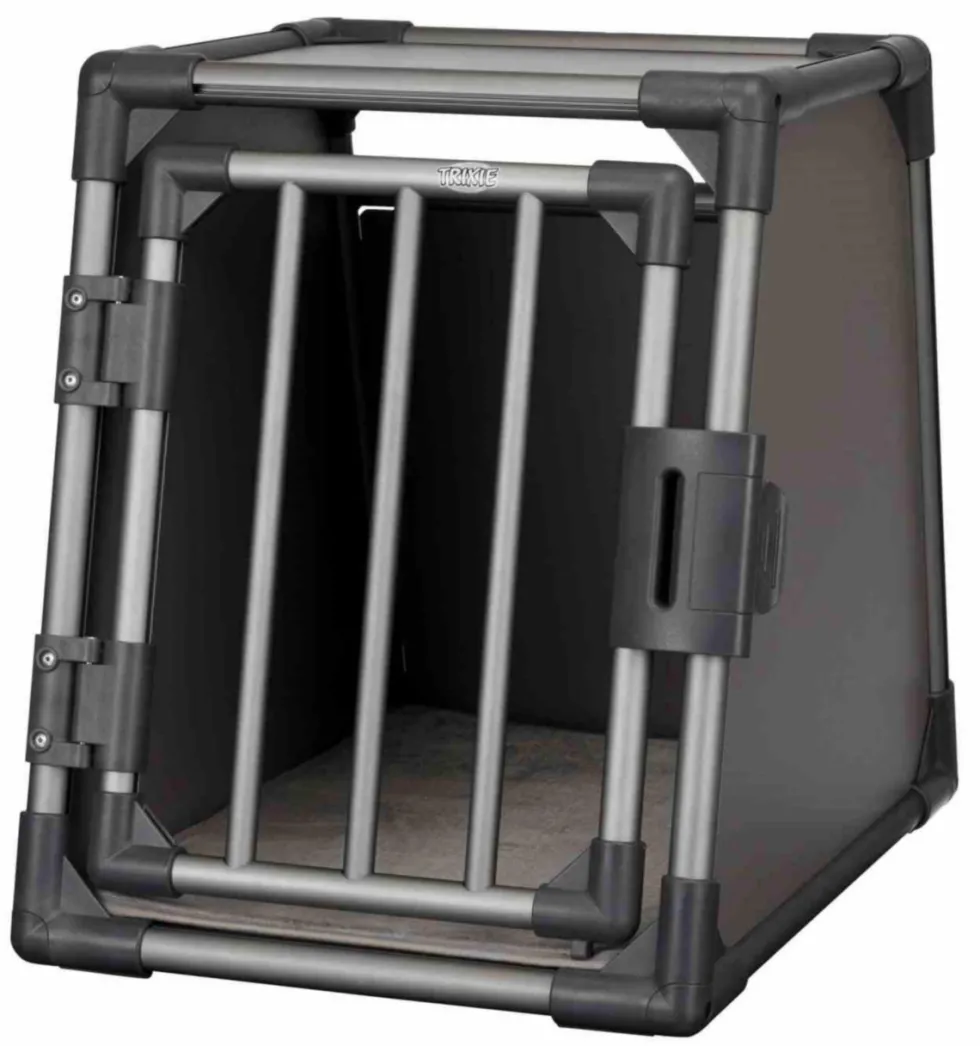 Box de transport pour chien en aluminium coloris gris graphite Trixie - 48 x 56 x 61 cm