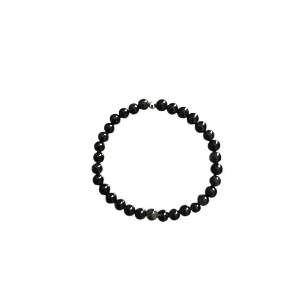 Bracelet obsidienne dorée 4mm