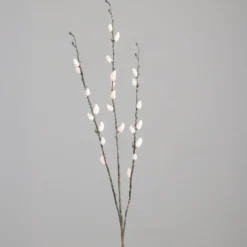Branche artificielle de chatons de saule en osier rose clair à 3 rameaux - 77 cm