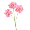 Branche de rose artificielle rose vif à 3 fleurs - 65 cm