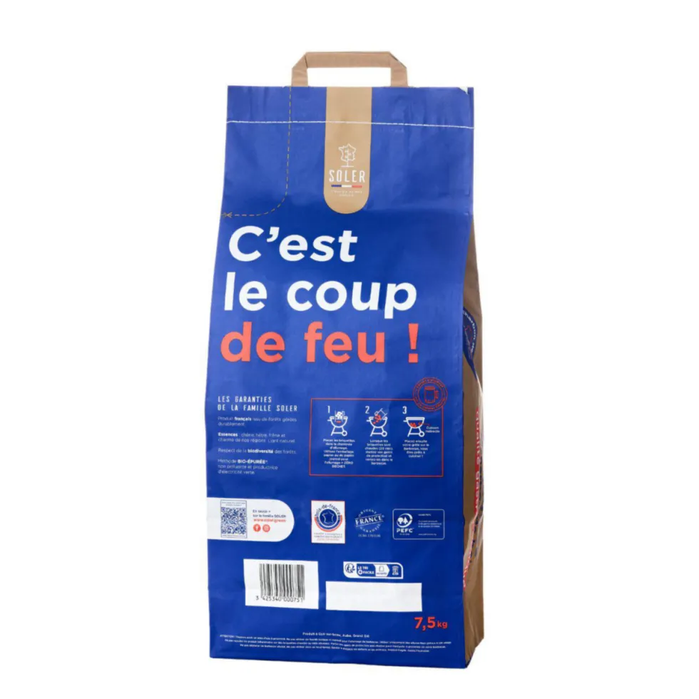 Briquettes de charbon de bois français gamme gastronomique Soler - 7,5 kg
