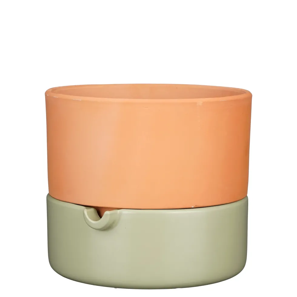 Cache-pot auto arrosant coloris vert en terre cuite Venna Mica Decorations - 20,5 x Ø 24 cm