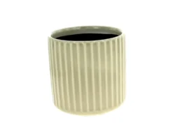 Cache-pot coloris gris en céramique Orchidée - Ø 13,5 x 14 cm