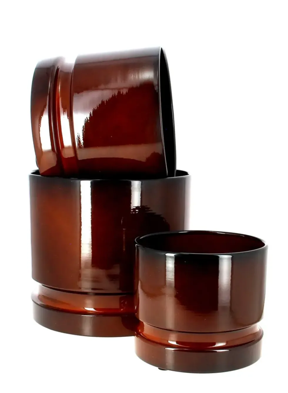 Cache-pot coloris marron en zinc woodlog - Ø 31 cm x 27 cm
