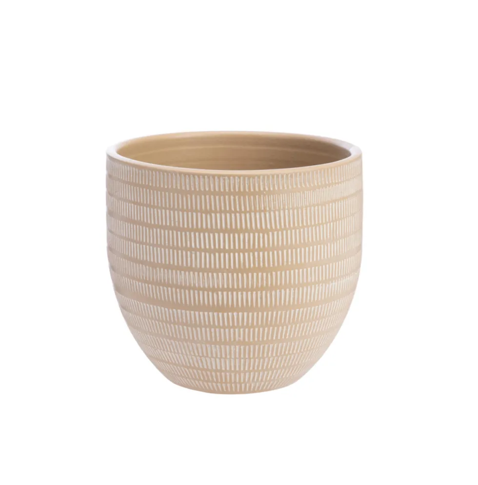 Cache-pot en céramique marron Sulco – 29 x 26 cm