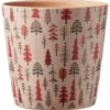 Cache-pot en céramique orangé à motifs Dallas Winter Forêt - Ø 14 x H 13 cm