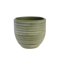 Cache-pot en céramique vert mat Sulco – 29 x 26 cm