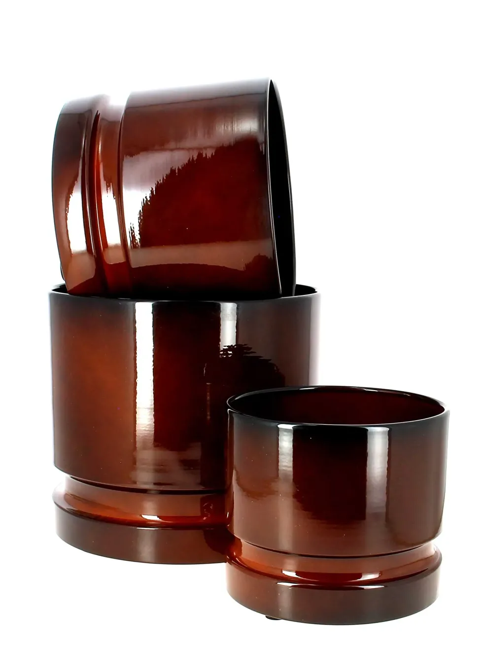 Cache-pot en zinc coloris bronze Woodlog moyen modèle - Ø 27 x H 22 cm
