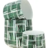 Cache-pot strié coloris vert en zinc taille M - Ø 23 x 20 cm