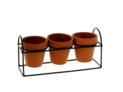 Cache-pot triple sur base coloris marron Baby - Ø 6,3 x 6,5 cm