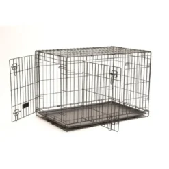 Cage d'éducation noire pour chien et chiot avec 2 portes -121 x 76 x 81 cm