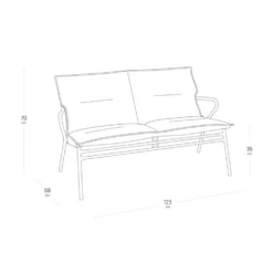 Canapé d'extérieur en aluminium coloris gris Vence BeComfort Lafuma - 123 x 69 x 70 cm