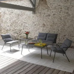 Canapé d'extérieur en aluminium coloris gris Vence BeComfort Lafuma - 123 x 69 x 70 cm