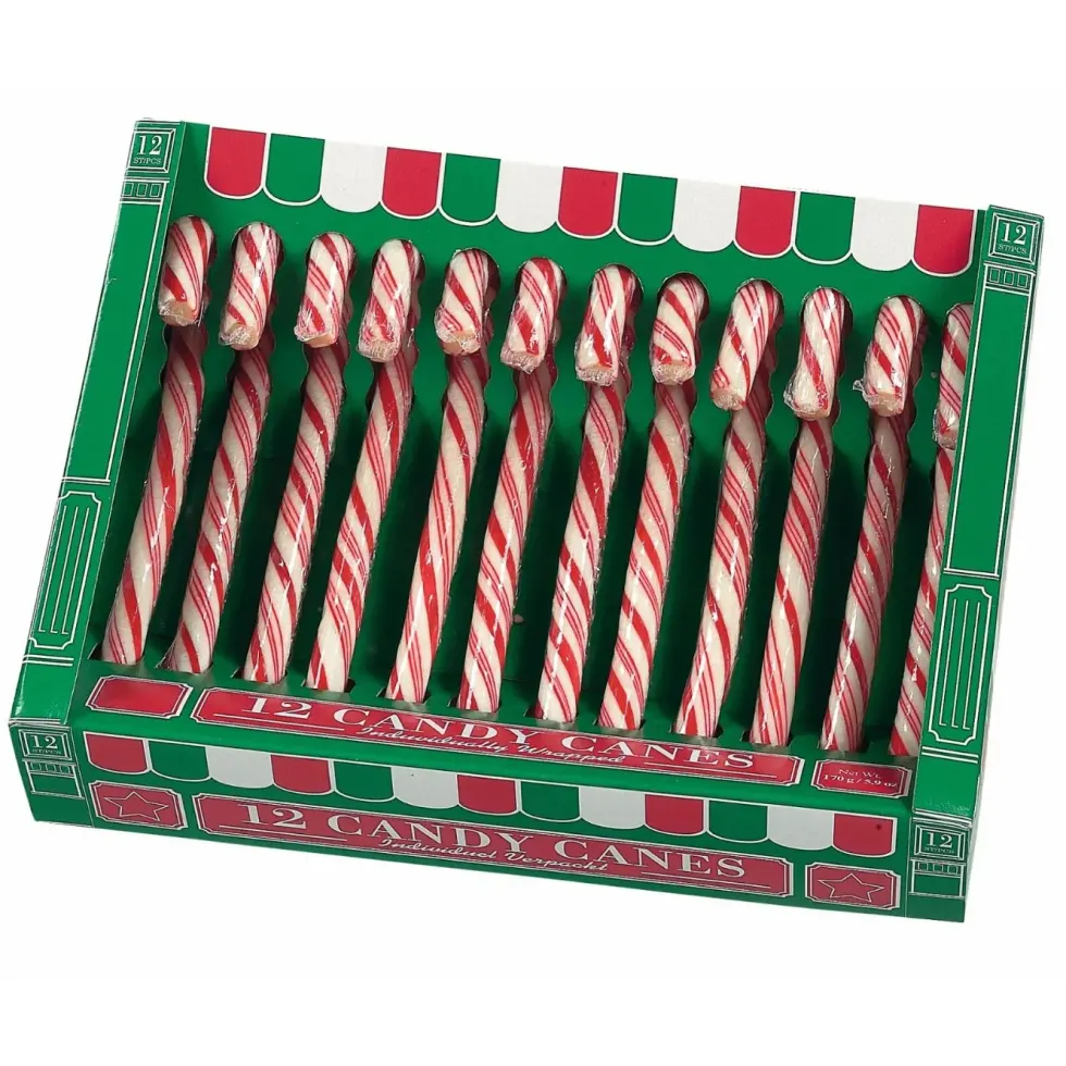 Cannes à sucre de Noël coloris blanc et rouge Hamlet - boîte de 12 (170 g)