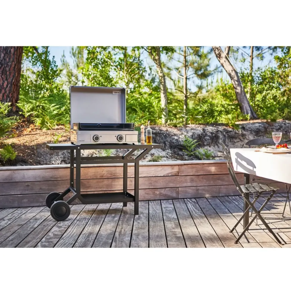 Capot Modern 60 pour plancha électrique coloris gris en inox Forge Adour Modern - 87,7 x 55,7 x 24,8 cm
