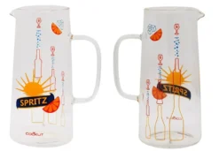 Carafe à spritz en verre transparent à motif coloré - 16,7 x 13,5 x 23,5 cm