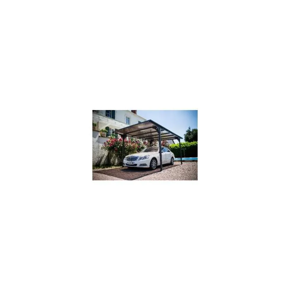Carport en aluminium à toit plat livré Foresta Bois - 14,70 m²