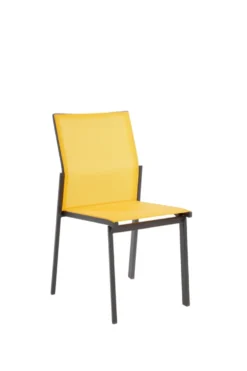 Chaise en aluminium graphite et textylène jaune Abelia - 48 x 54 x 87 cm