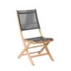 Chaise en aluminium noir et teck Flore - 43 x 54 x 84 cm