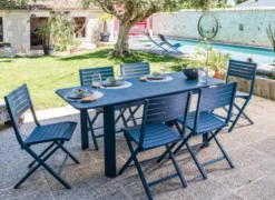 Chaise pliante aluminium bleu, facile à transporter - PROLOISIRS Lucca