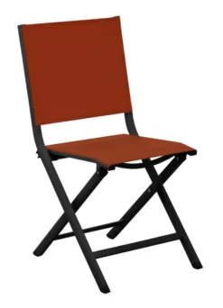 Chaise pliante en aluminium et toile textylène couleur marron Max - 90 cm