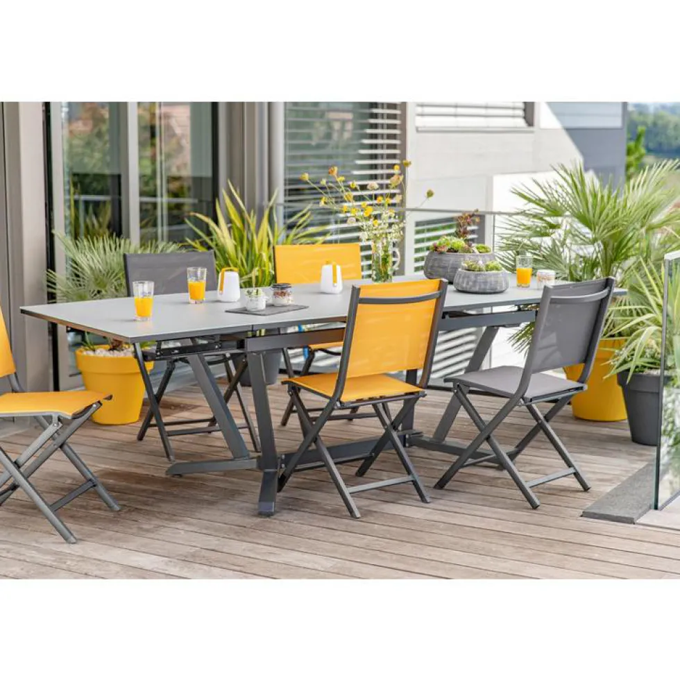 Chaise pliante en aluminium et toile textylène couleur noire Max - 90 cm
