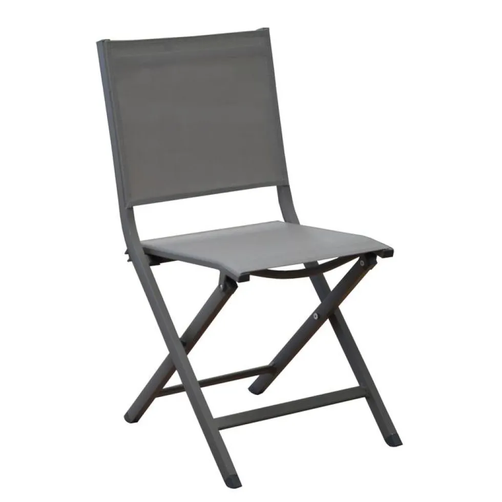 Chaise pliante en aluminium et toile textylène couleur noire Max - 90 cm