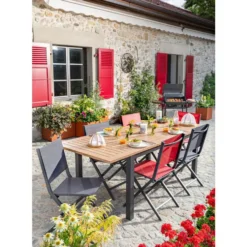 Chaise pliante en aluminium et toile textylène couleur grise Max - 90 cm