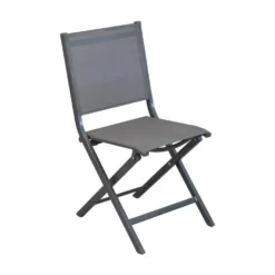 Chaise pliante en aluminium et toile textylène couleur grise Max - 90 cm
