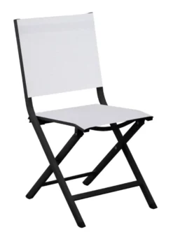 Chaise pliante en aluminium et toile textylène couleur blanc coton Max - 90 cm