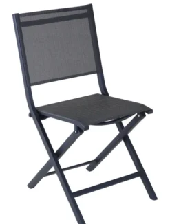 Chaise pliante en aluminium et toile textylène couleur carbone Max - 90 cm