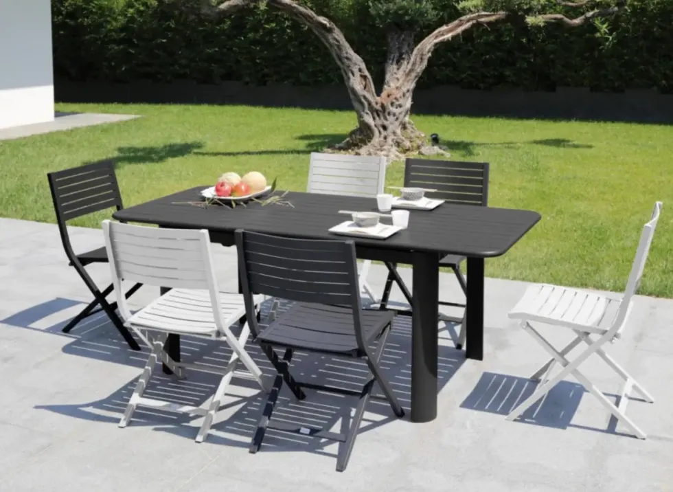 Chaise pliante Lucca en aluminium blanc - PROLOISIRS
