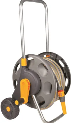 Chariot métallique pour arrosage avec tuyau coloris gris Hozelock - 20 m