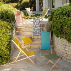 Chilienne agrafée coloris vert en coton Jardin privé - 127 x 56 x 3,5 cm