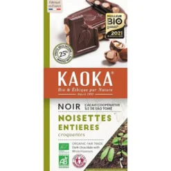 Chocolat noir aux noisettes entières bio - 180 g