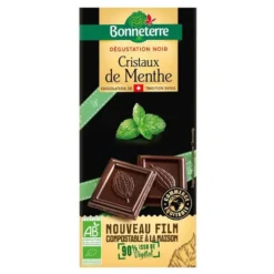 Chocolat noir cristaux de menthe Bonneterre - 90 g