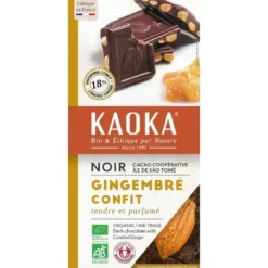 Chocolat noir gingembre bio Kaoka - 180 g