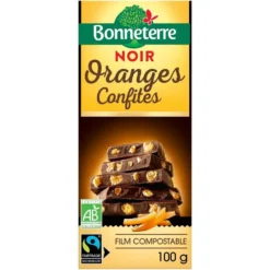 Chocolat noir oranges confites 100 g BONNETERRE