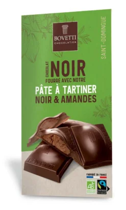 Chocolat noir pâte à tartiner chocolat noir amandes bio Bovetti - 100 g