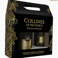 Coffret bougie et parfum intérieur senteur rose noire Collines de Provence - 180 g + 100 ml