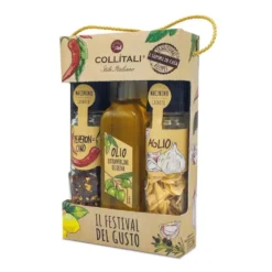 Coffret de 3 condiments piment, ail et huile d’olive Collitali - les 3 pièces