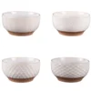 Coffret de 4 coupelles Jaspe coloris beige en grès - Ø 12 cm