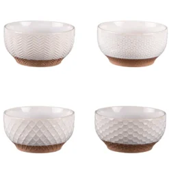 Coffret de 4 coupelles Jaspe coloris beige en grès - Ø 12 cm