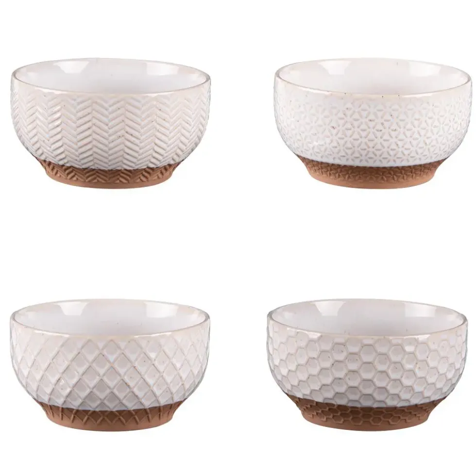 Coffret de 4 coupelles Jaspe coloris beige en grès - Ø 12 cm