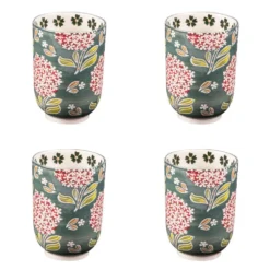 Coffret de 4 gobelets Cottage coloris multicolore en grès - 11 cm
