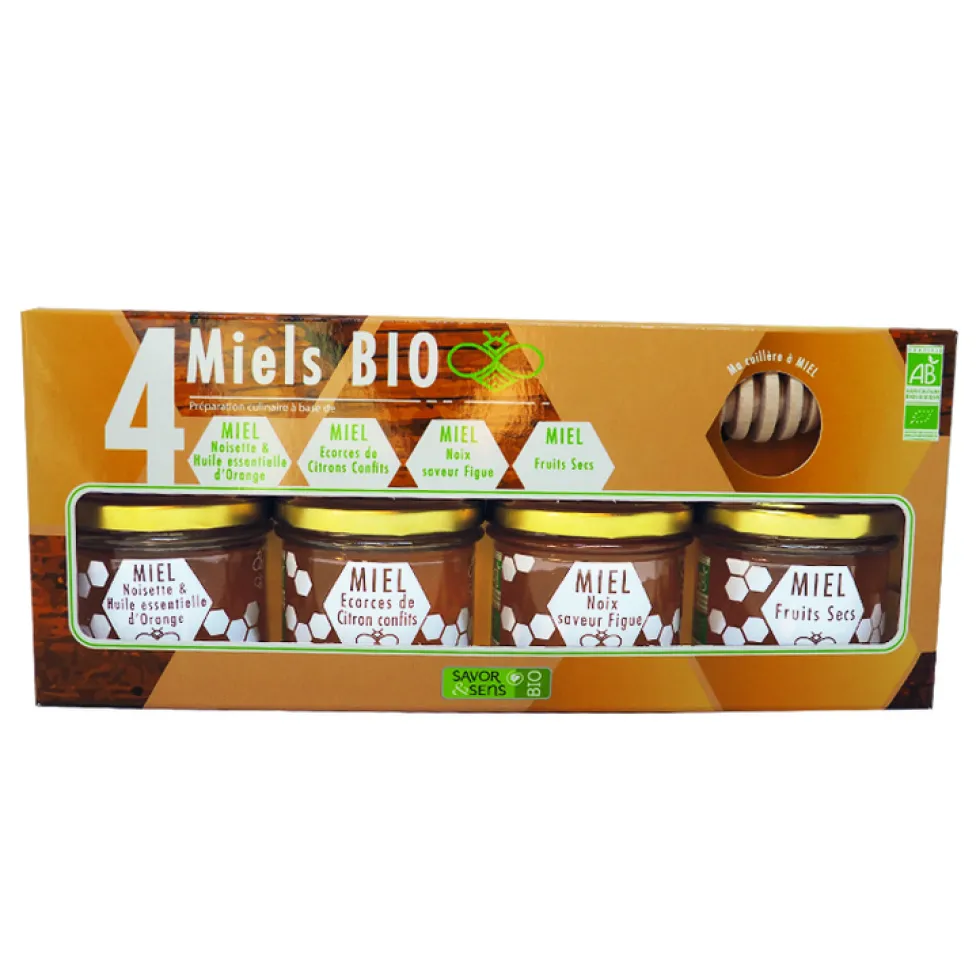 Coffret de 4 miels bio