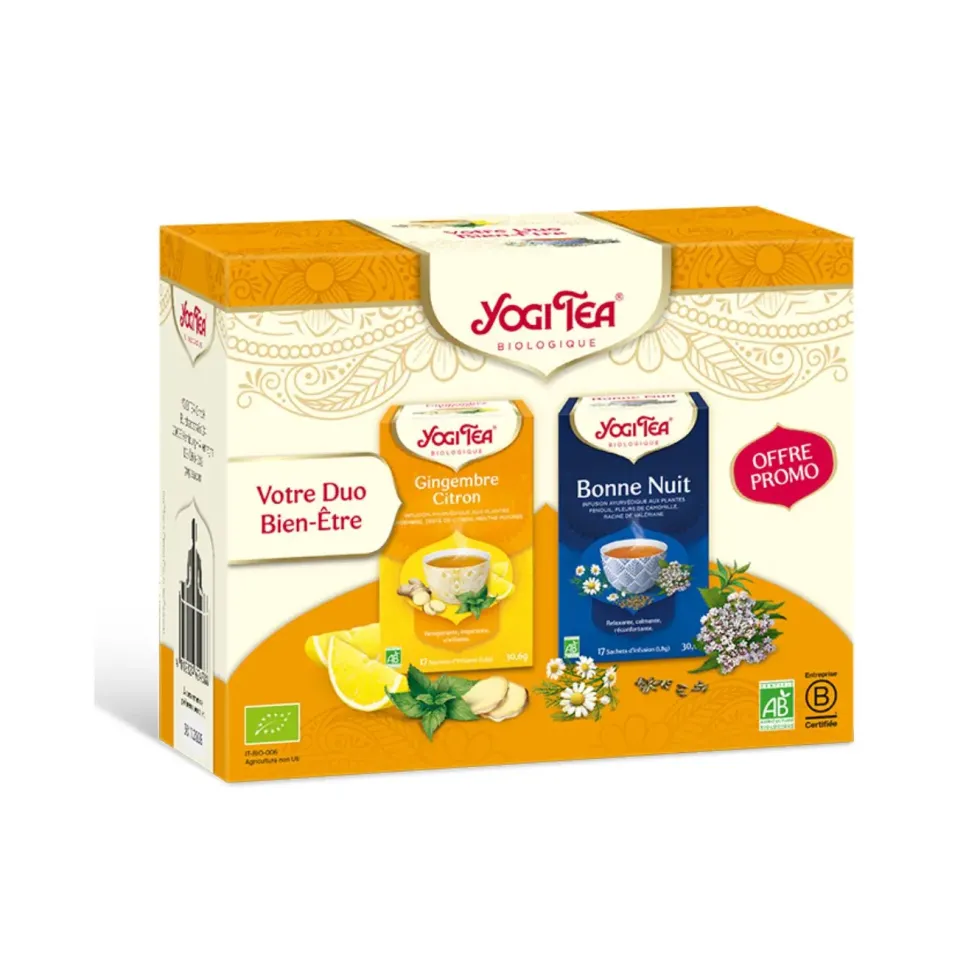 Coffret de thé duo Bonne Nuit et Gingembre Citron Yogi Tea - 2 x 17 sachets
