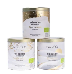 Coffret de 3 thés noirs bio au chocolat Terre d’Oc - 150 g