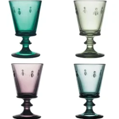 Coffret de 4 verres à pied en verre couleur Abeille - 24 cl